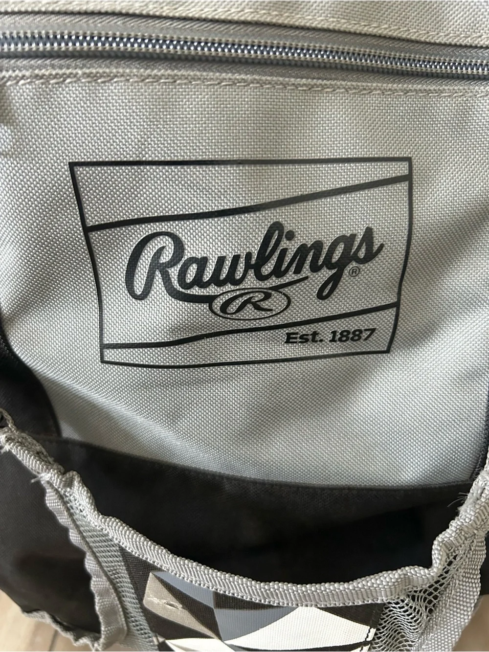 Rawlings Black and Gray Geometric Pattern Backpack